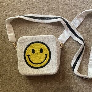 Beaded Smiley Face Crossbody Bag